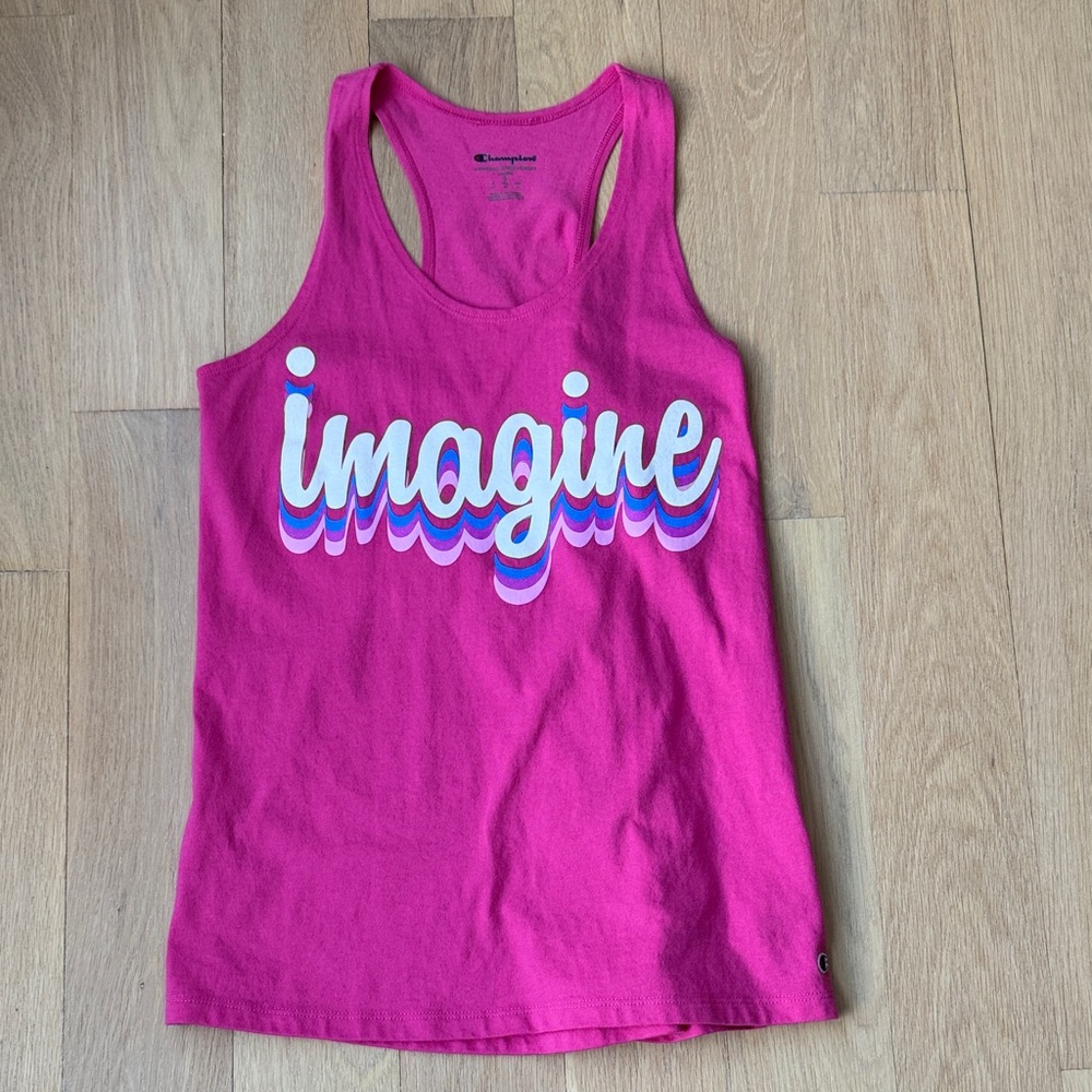 Champion Pink Tank Top with 'Imagine' Graphic
